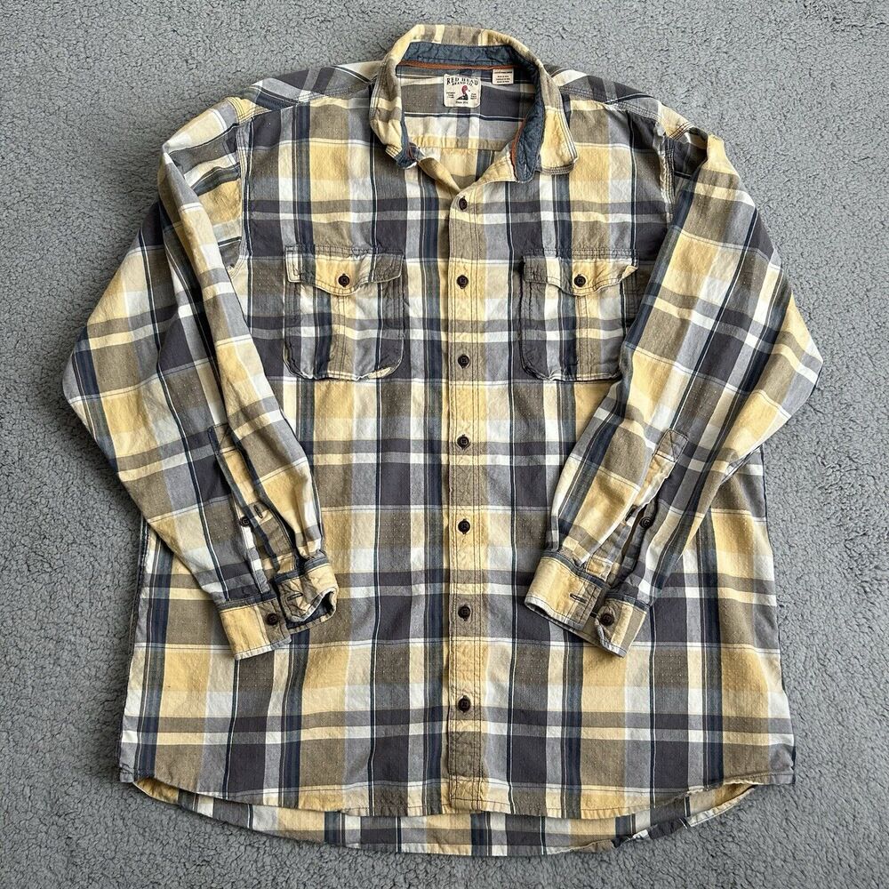 Red Head Flannel Shirt Mens Adult 2 XT Multicolor Plaid Button Up Long Sleeve